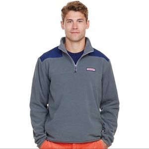 VINEYARD VINES FLEECE SHEP SHIRT GREY AND BLUE